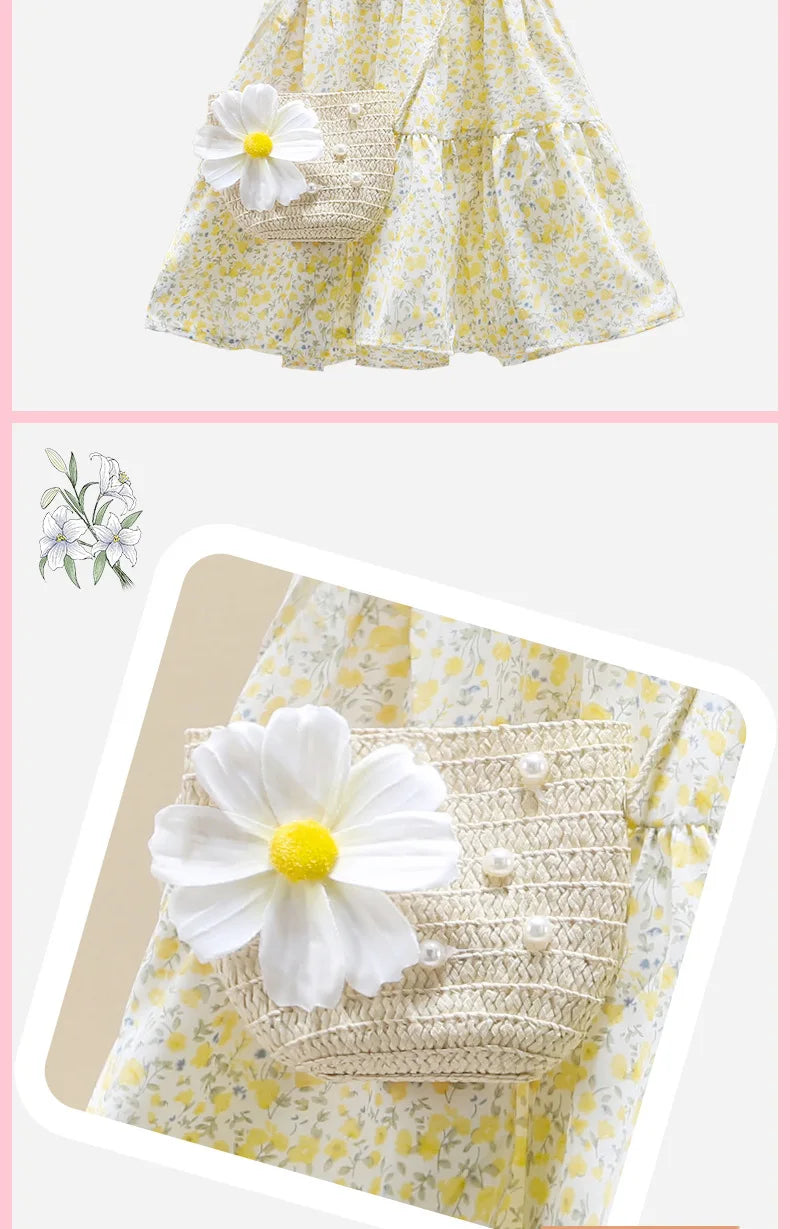 Children's Summer Fashionable Dress, Girls' Floral Skirt, New Summer Dress, Beautiful Princess Dress for Little Girls