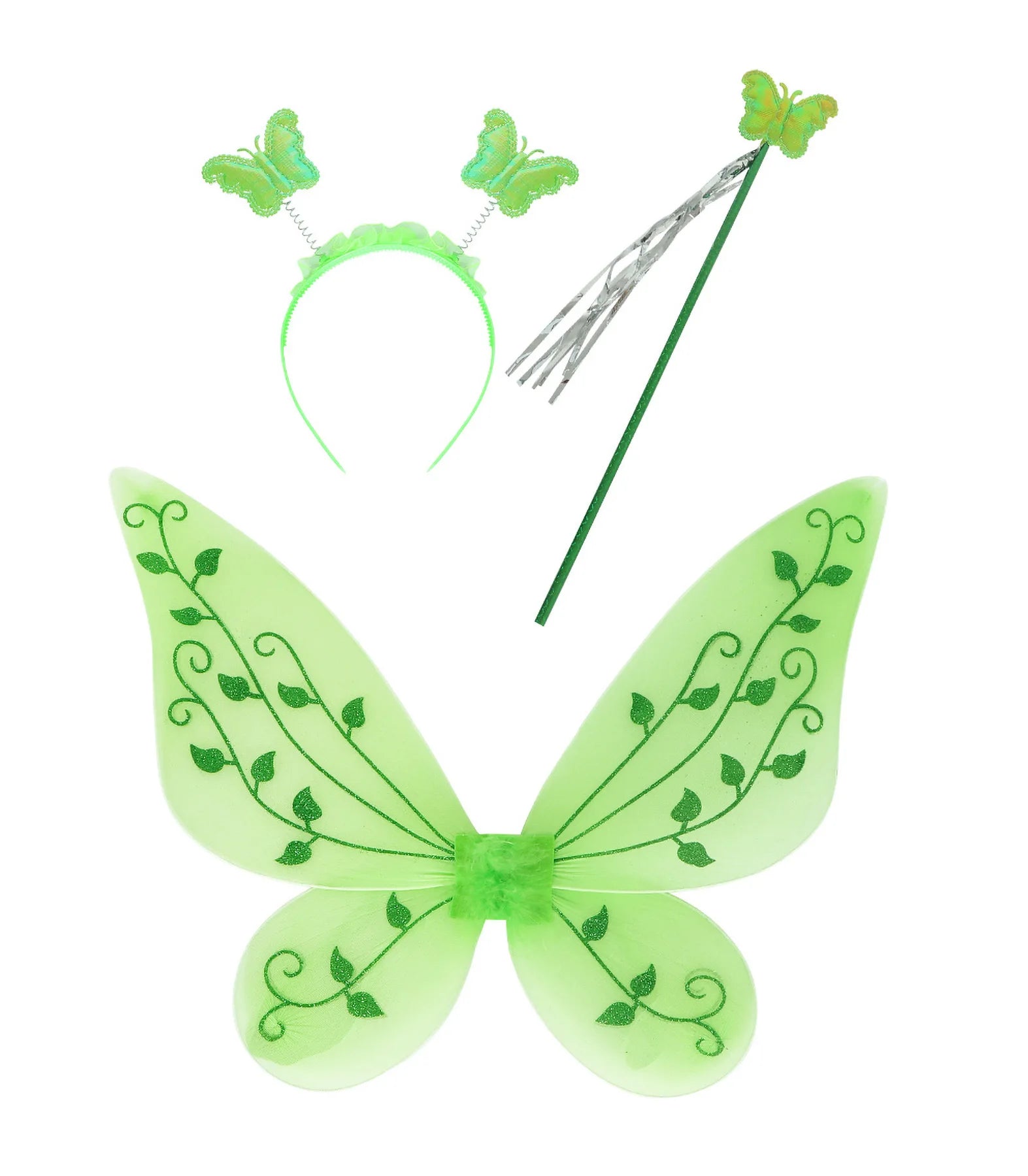 Girls Party Dresses Fairy Green Costume for Girl Tinkerbell Children Clothing Princess Elf Birthday Ball Gown Wing Dresses