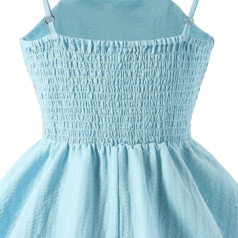 Kids Set Solid Pink Tiered Sling Princess Dress Sweet Style Tween Girls Dress Birthday Party Dating Clothes
