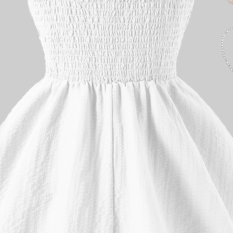 Kids Set Solid Pink Tiered Sling Princess Dress Sweet Style Tween Girls Dress Birthday Party Dating Clothes