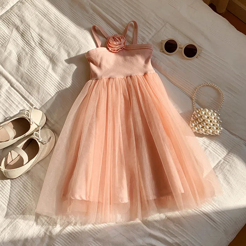 1-7T Toddler Kid Baby Girl Clothes Off Shoulder Heart Print Girls Dress Elegant Summer Sundress Beach Princess Dress Outfit