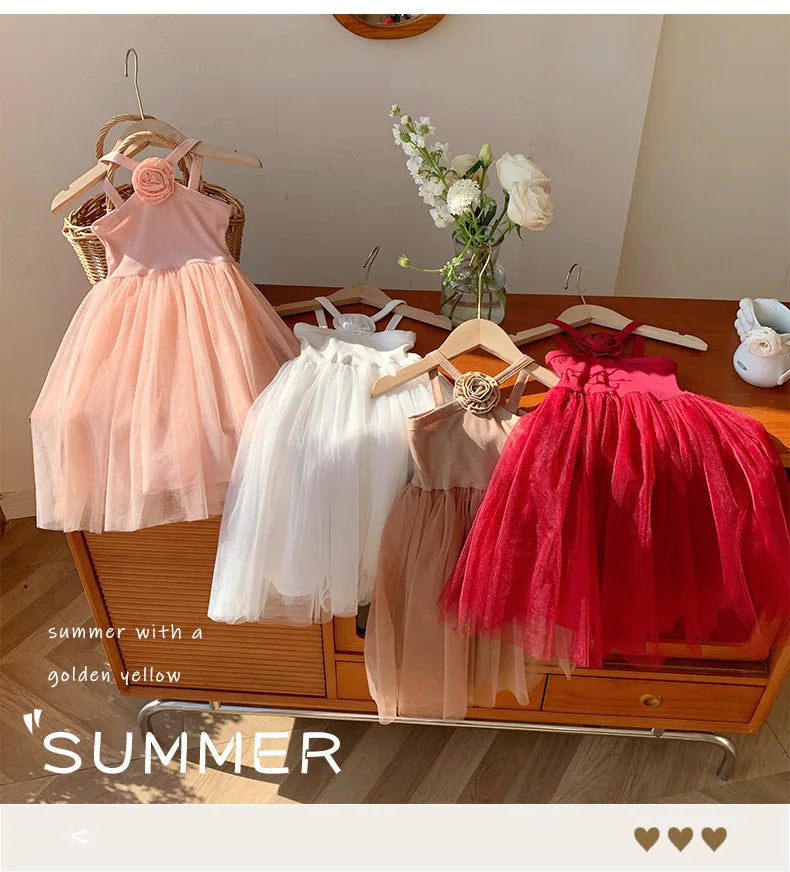 1-7T Toddler Kid Baby Girl Clothes Off Shoulder Heart Print Girls Dress Elegant Summer Sundress Beach Princess Dress Outfit