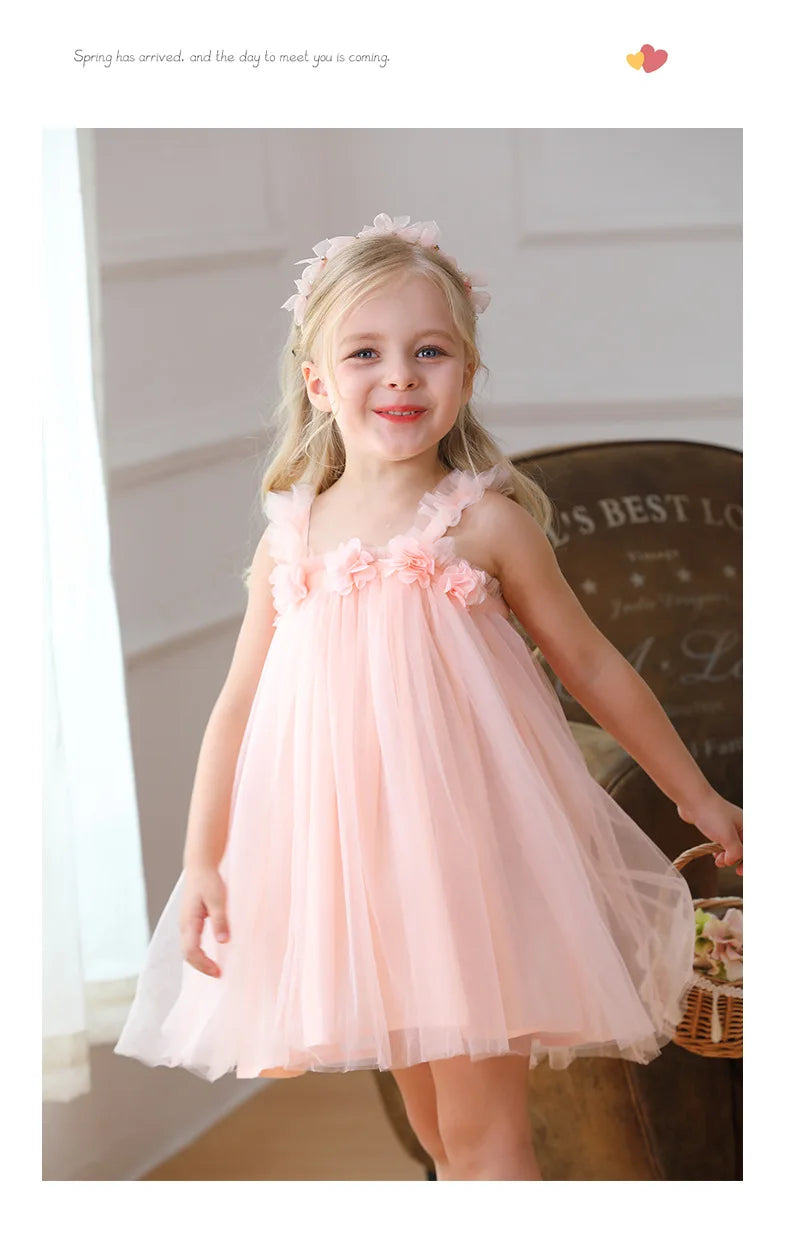 1-7T Toddler Kid Baby Girl Clothes Off Shoulder Heart Print Girls Dress Elegant Summer Sundress Beach Princess Dress Outfit