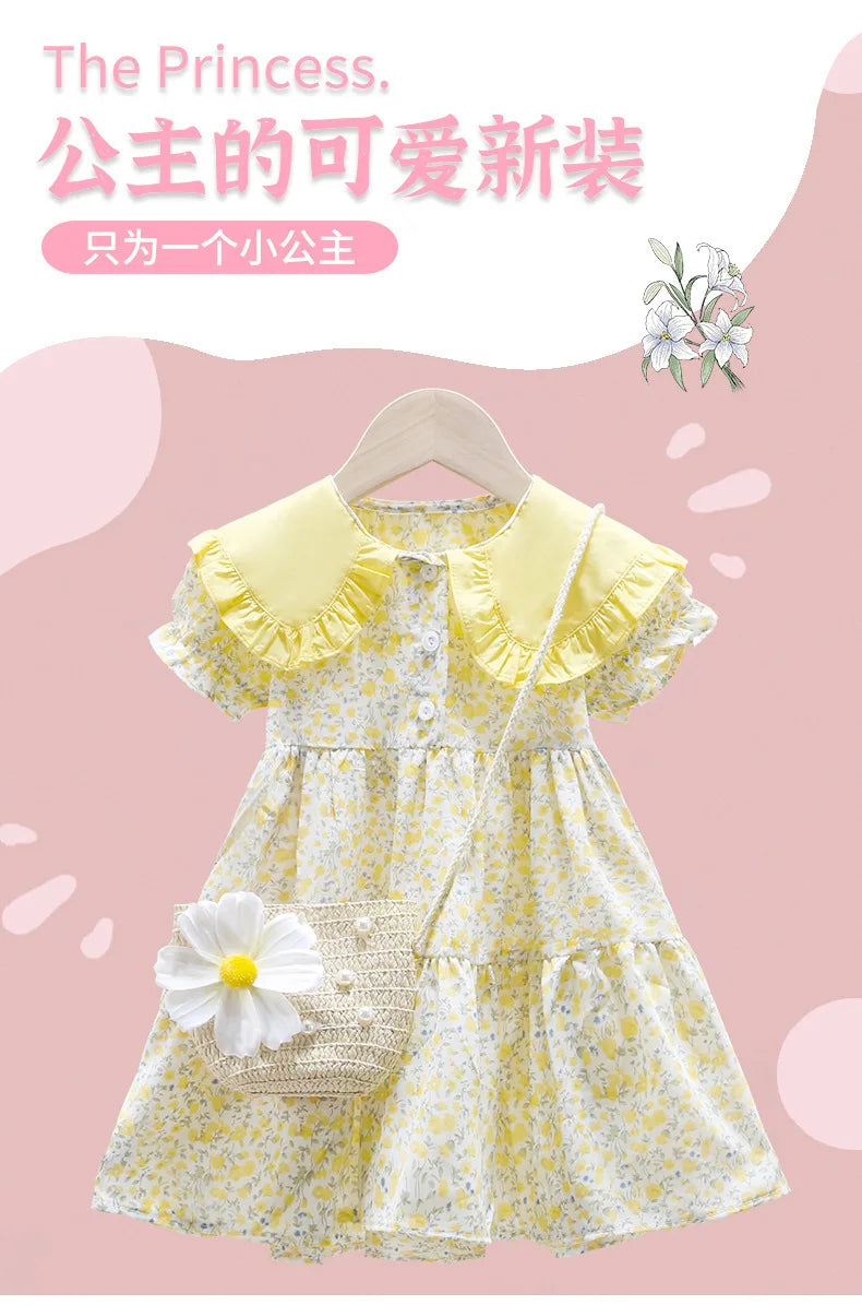 Children's Summer Fashionable Dress, Girls' Floral Skirt, New Summer Dress, Beautiful Princess Dress for Little Girls