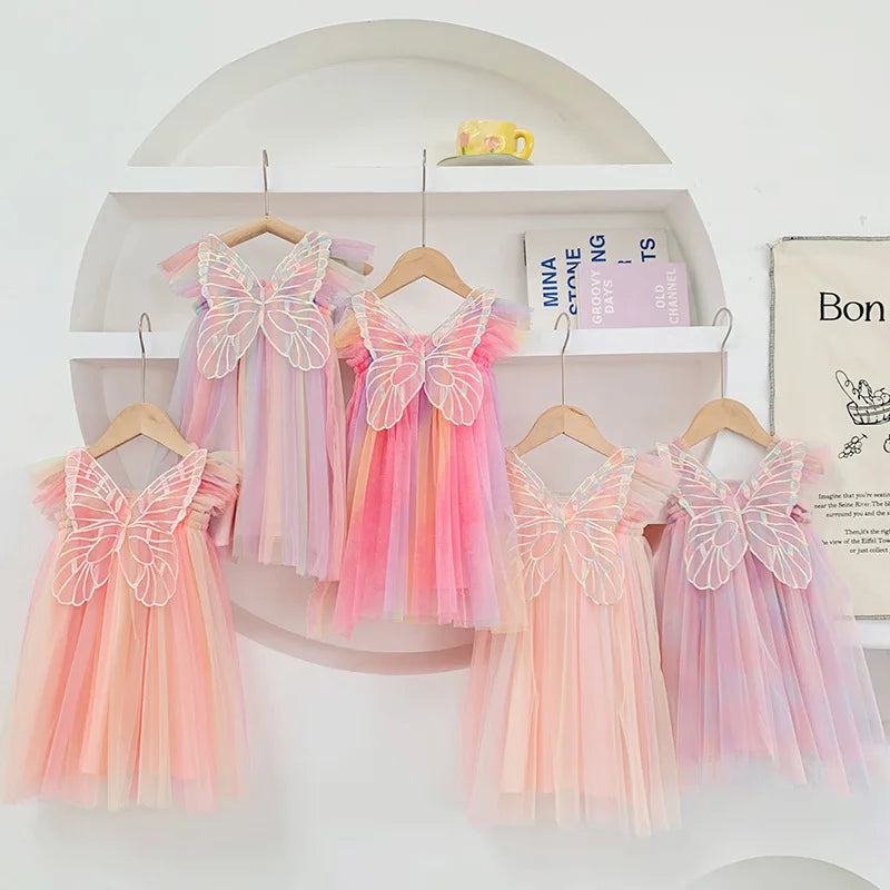 1-7T Toddler Kid Baby Girl Clothes Off Shoulder Heart Print Girls Dress Elegant Summer Sundress Beach Princess Dress Outfit