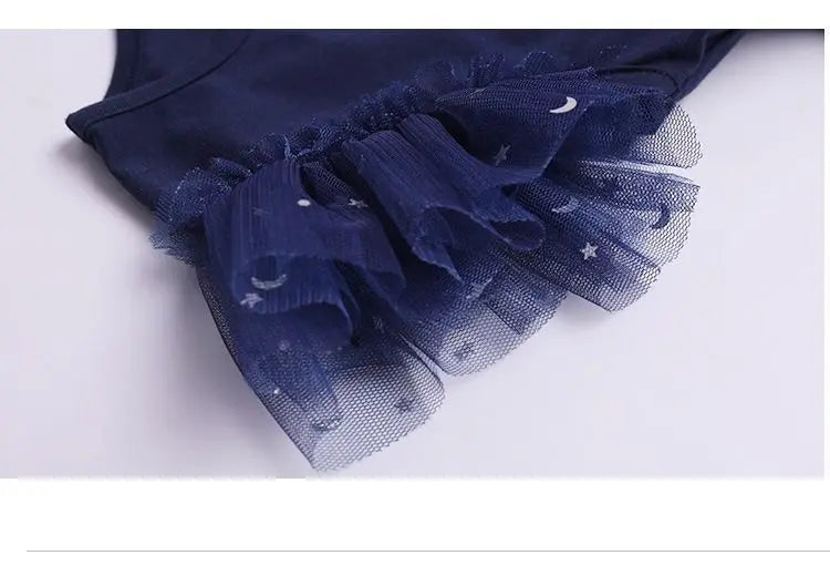Summer Sleeveless Fashion Gauze Dress Girls Starry Sky Gradient Princess Dress New Years Children's Birthday Party Present