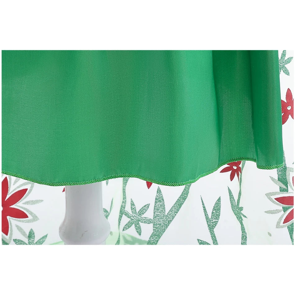 Elsa Costume for Girls Green Fancy Birthday Party Gown Kids Cosplay Princess Dress Carnival Party Children Dresses