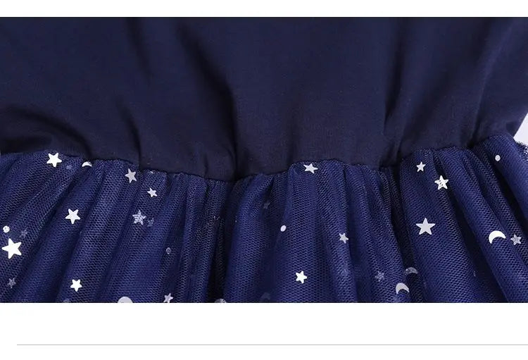 Summer Sleeveless Fashion Gauze Dress Girls Starry Sky Gradient Princess Dress New Years Children's Birthday Party Present