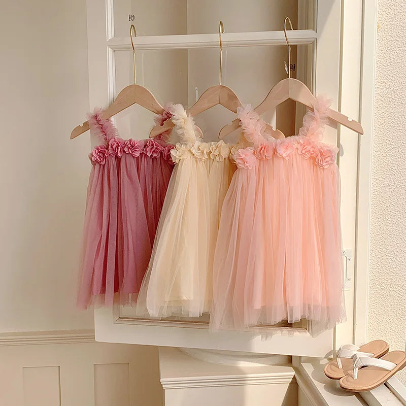 1-7T Toddler Kid Baby Girl Clothes Off Shoulder Heart Print Girls Dress Elegant Summer Sundress Beach Princess Dress Outfit