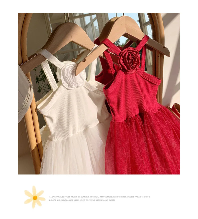 1-7T Toddler Kid Baby Girl Clothes Off Shoulder Heart Print Girls Dress Elegant Summer Sundress Beach Princess Dress Outfit
