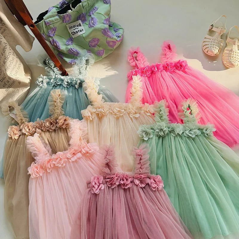 1-7T Toddler Kid Baby Girl Clothes Off Shoulder Heart Print Girls Dress Elegant Summer Sundress Beach Princess Dress Outfit