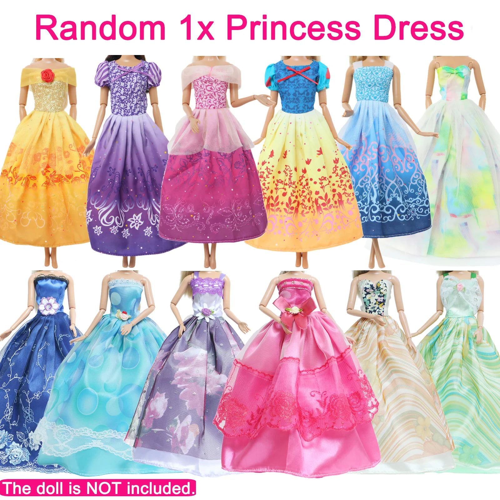 27 Pcs Doll Clothes and Accessories for 11.5 Inch Doll Random 1 Princess Dress 2 Daily Dress 2 Suit 2 Swimsuit 10 Shoe 10 Hanger