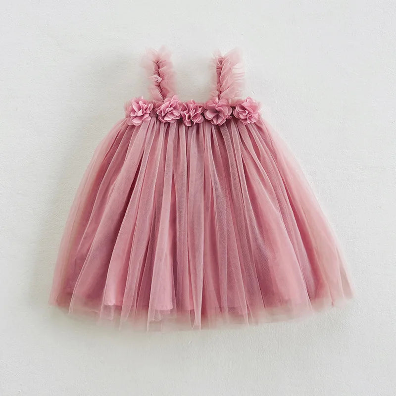 1-7T Toddler Kid Baby Girl Clothes Off Shoulder Heart Print Girls Dress Elegant Summer Sundress Beach Princess Dress Outfit