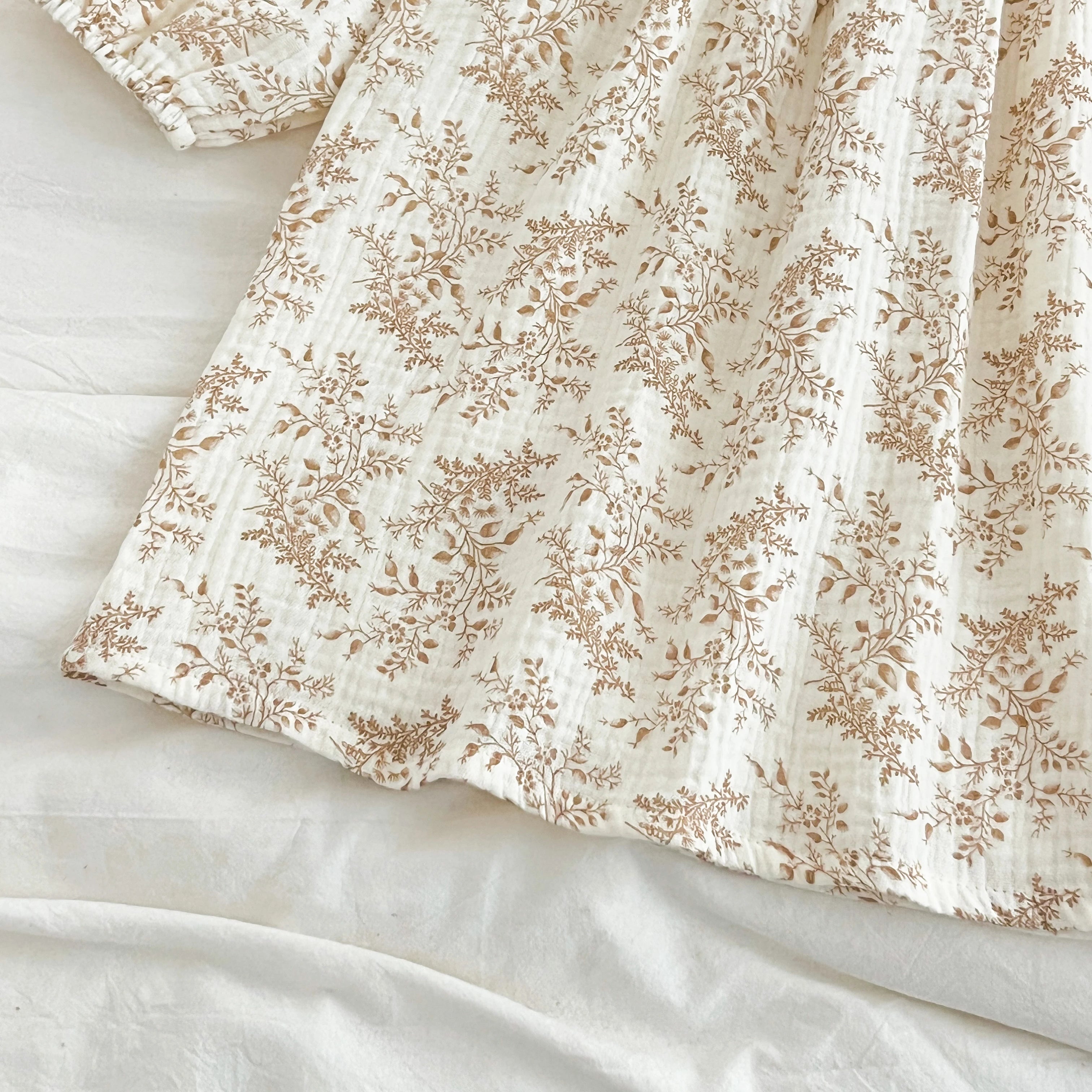 1-6Yrs Girls' Dress Floral Print Lace Girls' Cotton Dress 2025 Autumn New Flower Long Sleeved Sweet Children's Princess Dress