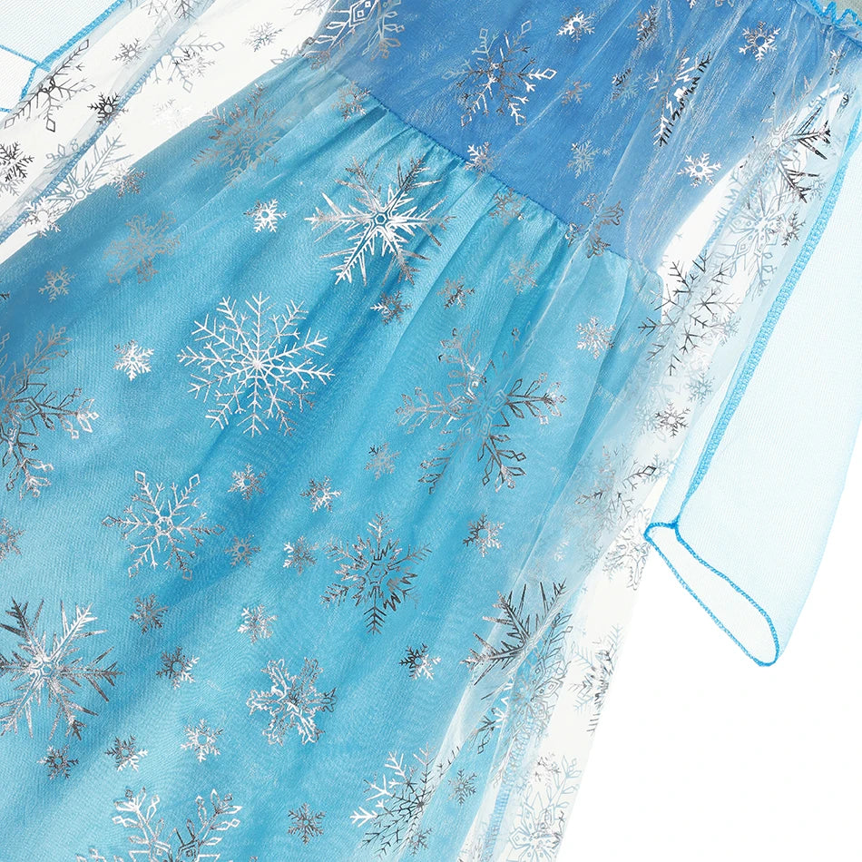 Elsa Dress Cosplay Princess Dress Light Blue Long Sleeve Sequin Children Dresses Carnival Party Evening Dress Dress For Girls