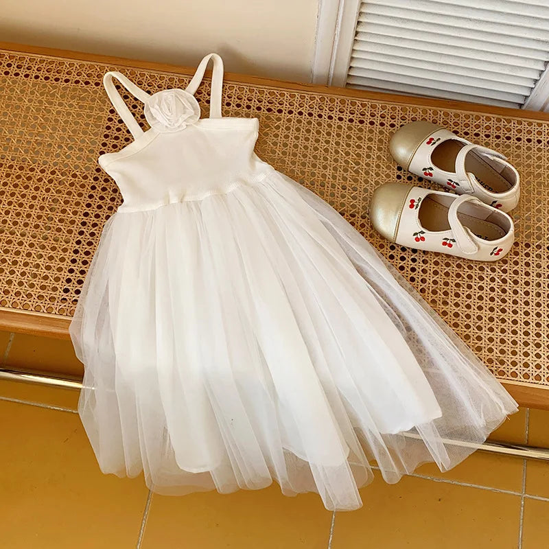1-7T Toddler Kid Baby Girl Clothes Off Shoulder Heart Print Girls Dress Elegant Summer Sundress Beach Princess Dress Outfit