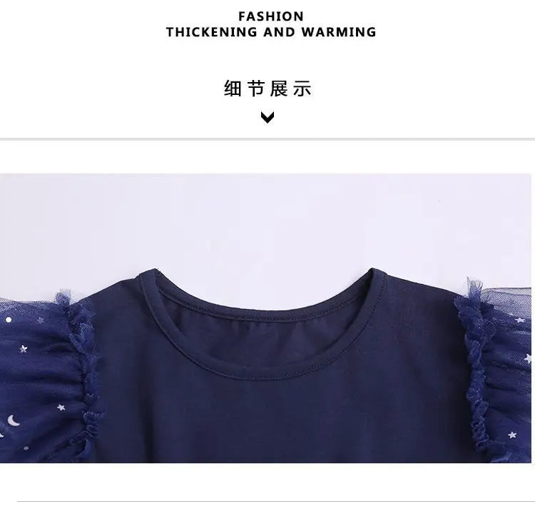 Summer Sleeveless Fashion Gauze Dress Girls Starry Sky Gradient Princess Dress New Years Children's Birthday Party Present
