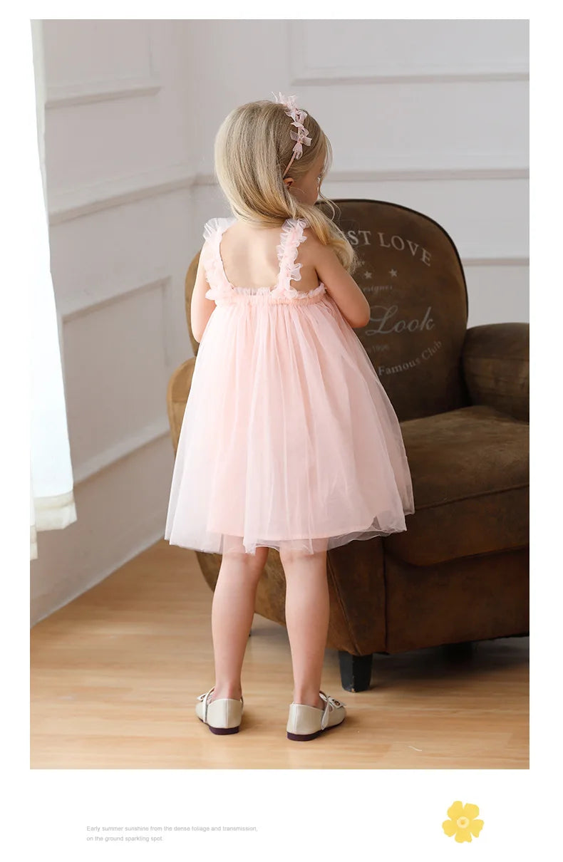 1-7T Toddler Kid Baby Girl Clothes Off Shoulder Heart Print Girls Dress Elegant Summer Sundress Beach Princess Dress Outfit