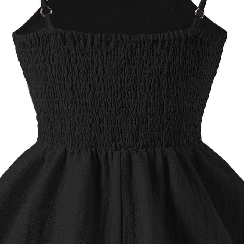 Kids Set Solid Pink Tiered Sling Princess Dress Sweet Style Tween Girls Dress Birthday Party Dating Clothes