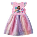 Kids Cats Princess Dress Summer Casual Girls Sequins Rainbow Mesh Dress Children Carnival Wedding Birthday Gifts Party Dress