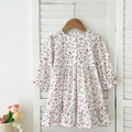 1-6Yrs Girls' Dress Floral Print Lace Girls' Cotton Dress 2025 Autumn New Flower Long Sleeved Sweet Children's Princess Dress