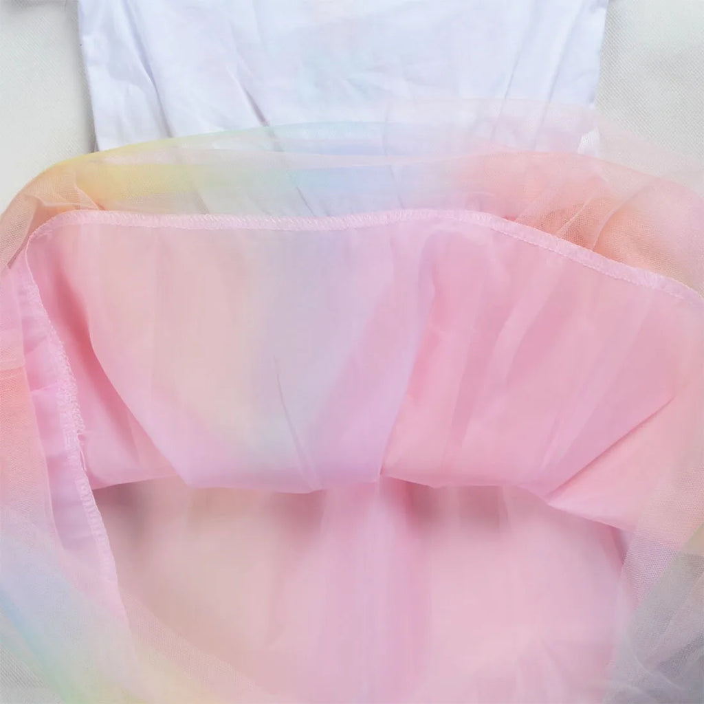 Kids Cats Princess Dress Summer Casual Girls Sequins Rainbow Mesh Dress Children Carnival Wedding Birthday Gifts Party Dress