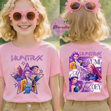 Kpop Dem on Hunt Ers Print Graphic Tshirt Summer Kids Clothes 2026 Movie T Shirt Girls Boys Short Sleeve Top Comfortable T-shirt